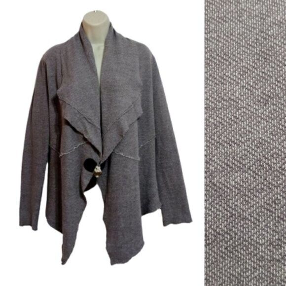 Quiksilver Diagonal Knit Draped Cardigan Gray Small - Picture 2 of 12